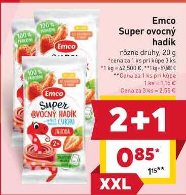 Emco Super ovocný hadík rôzne druhy, 20 g