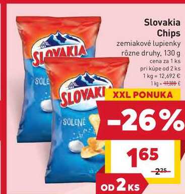Slovakia Chips zemiakové lupienky rôzne druhy, 130 g
