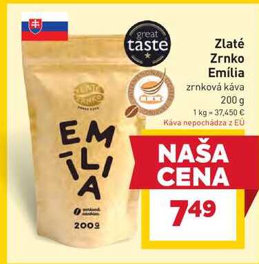 Emília zrnková káva 200 g