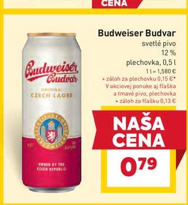 Budweiser Budvar svetlé pivo 12% plechovka, 0,5 l