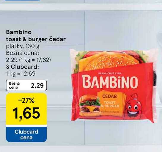 Bambino toast & burger čedar plátky, 130 g