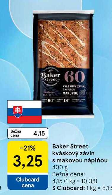Baker Street kváskový závin s makovou náplňou 400 g