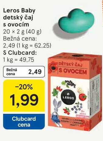 Leros Baby detský čaj s ovocím 20 × 2 g (40 g) 