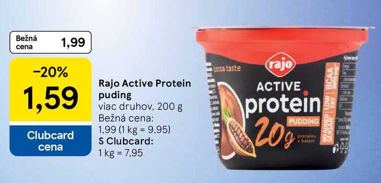Rajo Active Protein puding viac druhov, 200 g 