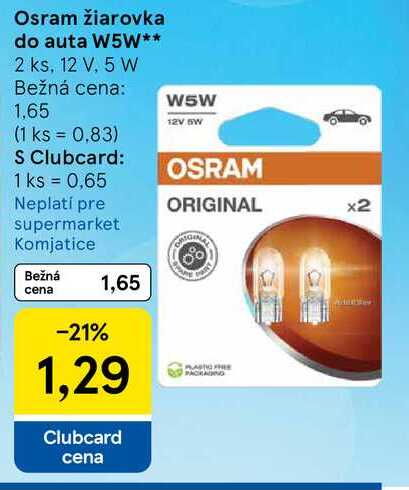 Osram žiarovka do auta W5W 2 ks, 12 V, 5 W