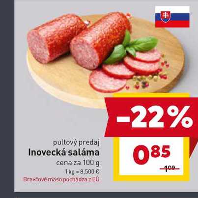 Inovecká saláma cena za 100 g