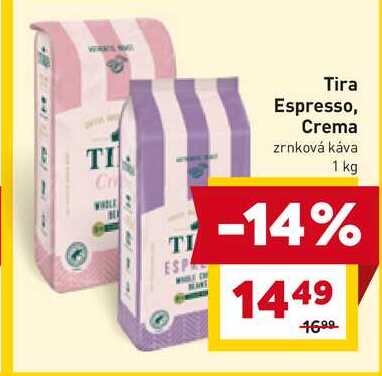 Tira Espresso, Crema zrnková káva 1 kg 