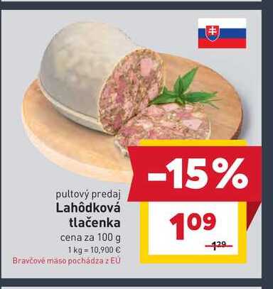 Lahôdková tlačenka cena za 100 g 