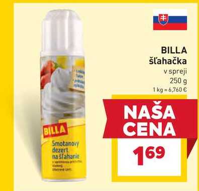 BILLA šľahačka v spreji 250 g 