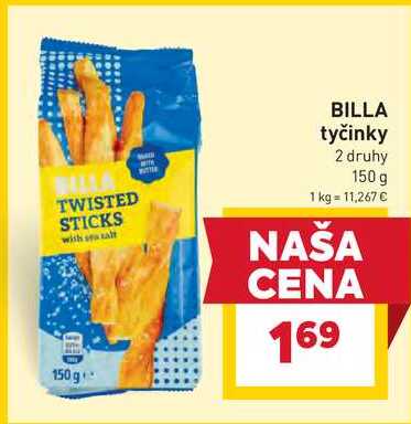 BILLA tyčinky 2 druhy 150 g