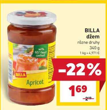 BILLA džem rôzne druhy 340 g 