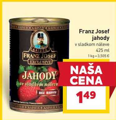 Franz Josef jahody v sladkom náleve 425 ml 