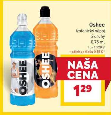 Oshee izotonický nápoj 2 druhy 0,75 l 