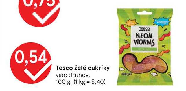 Tesco želé cukríky viac druhov, 100 g