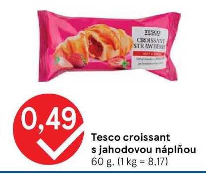 Tesco croissant s jahodovou náplňou 60 g
