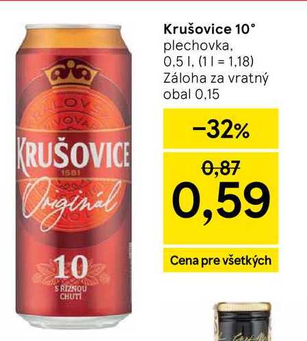 Krušovice 10° plechovka, 0,5 l
