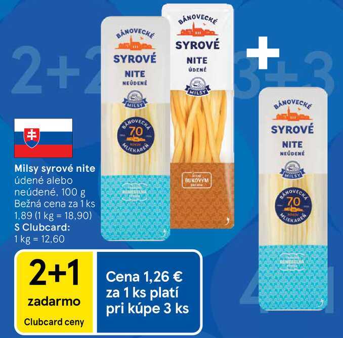 Milsy syrové nite údené alebo neúdené, 100 g  
