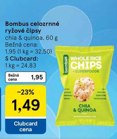 Bombus celozrnné ryžové čipsy chia & quinoa, 60 g
