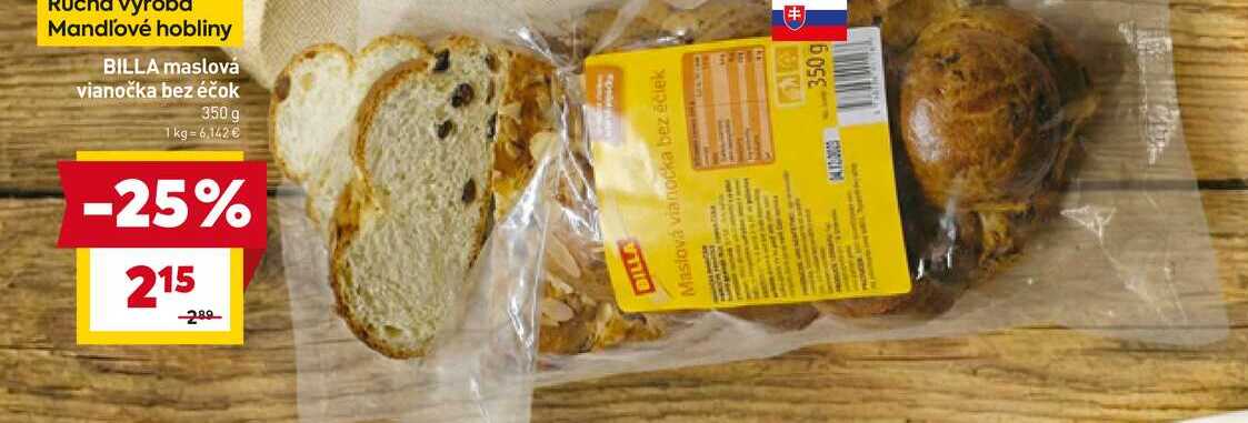 BILLA Maslová vianočka bez éčok 350g 