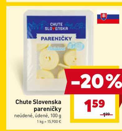 Chute Slovenska pareničky neúdené, údené, 100 g 