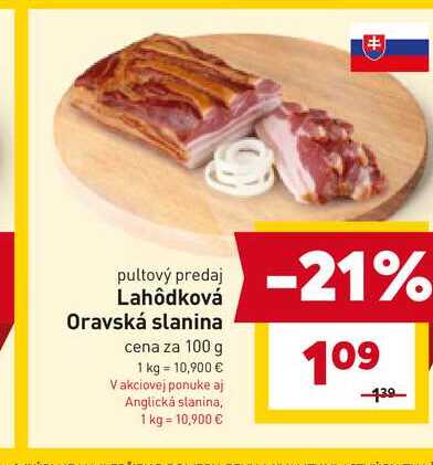Oravská slanina cena za 100 g 