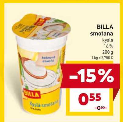 BILLA smotana kyslá 16% 200 g