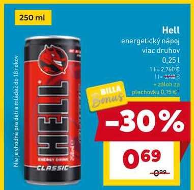 Hell energetický nápoj viac druhov 0,25l