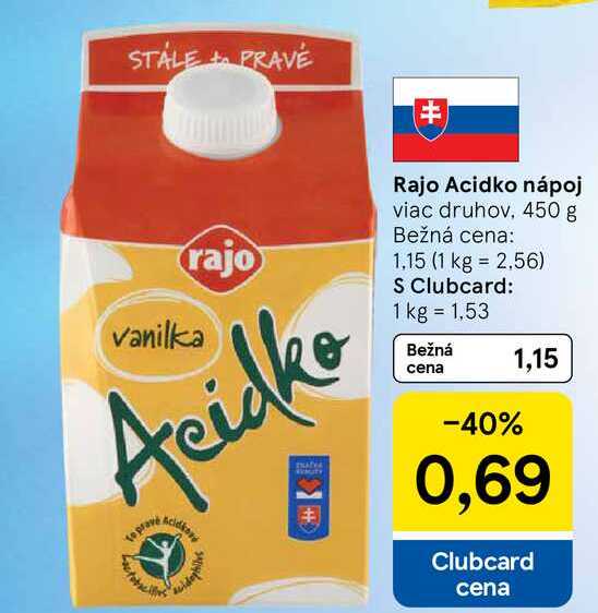 Rajo Acidko nápoj viac druhov, 450 g
