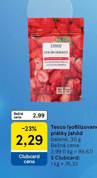 Tesco lyofilizovane plátky jahôd balené 30 g 