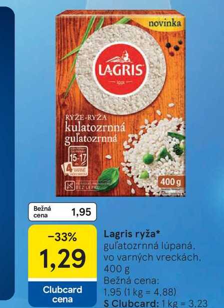 Lagris ryža gulatozrnná lúpaná vo varných vreckách 400 g 