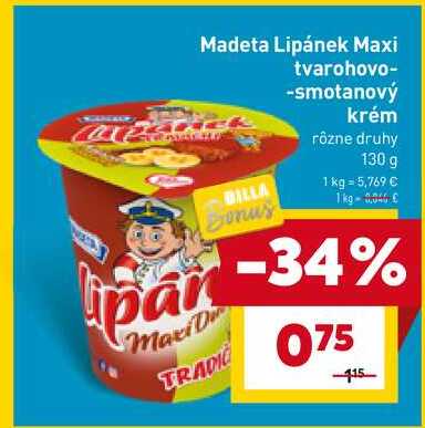 Madeta Lipánek Maxi tvarohovo-smotanový krém 130 g 