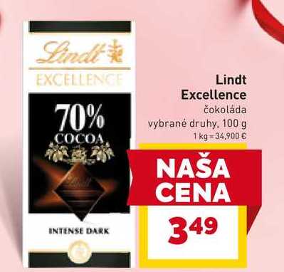 Lindt Excellence čokoláda vybrané druhy, 100 g