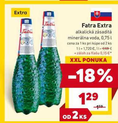 Fatra Extra alkalická zásaditá minerálna voda, 0,75l