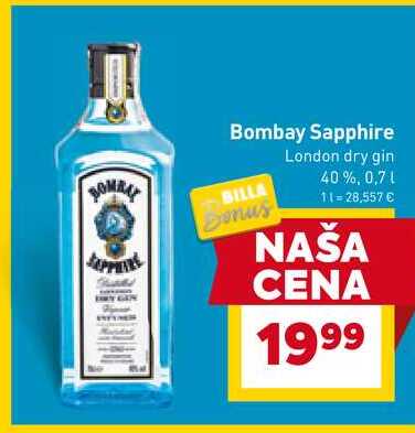 Bombay Sapphire London dry gin 40%, 0,7l