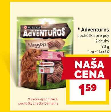 Adventuros pochúťka pre psy 2 druhy 90 g