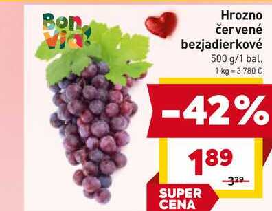 Bon Hrozno červené bezjadierkové 500 g/1 bal. 