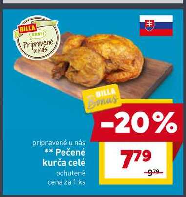 Pečené kurča celé ochutené cena za 1 ks