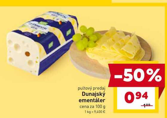 Dunajský ementáler cena za 100 g 