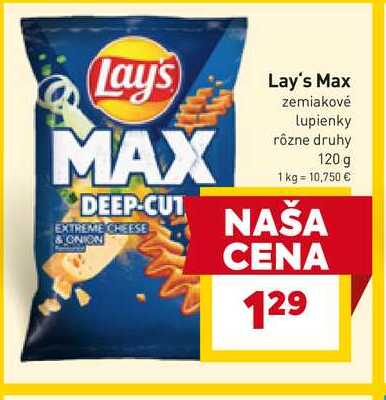 Lay's Max zemiakové lupienky rôzne druhy 120 g 