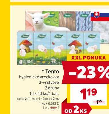 Tento hygienické vreckovky 3-vrstvové 2 druhy 10 x 10 ks/1 bal.