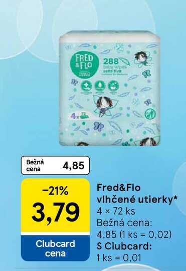 Fred&Flo vlhčené utierky 4 x 72 ks