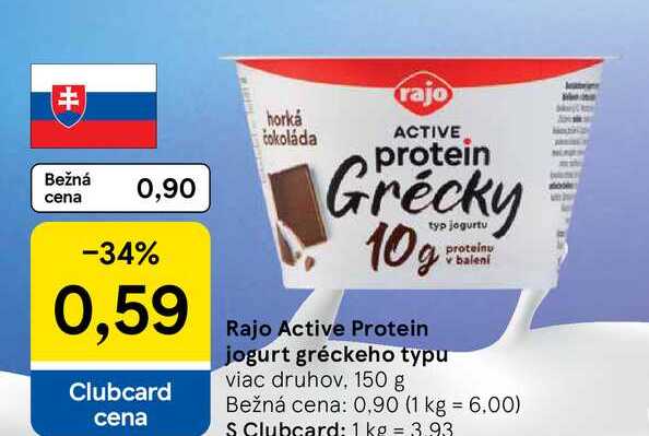 Rajo Active Protein jogurt gréckeho typu viac druhov, 150 g 