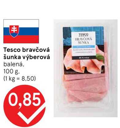 Tesco bravčová šunka výberová balená, 100 g