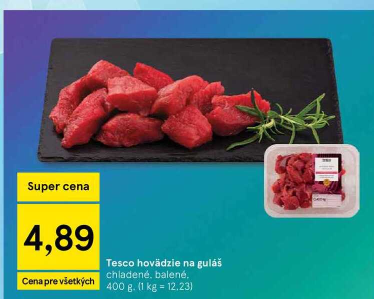 Tesco hovädzie na guláš chladené, balené 400 g