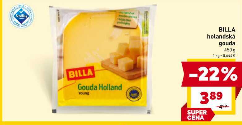 BILLA holandská gouda 450 g 
