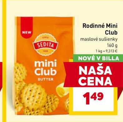 Rodinné Mini Club maslové sušienky 160 g v akcii