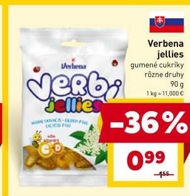 Verbena jellies gumené cukríky rôzne druhy 90 g