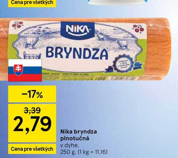 Nika bryndza plnotučná v dyhe 250 g