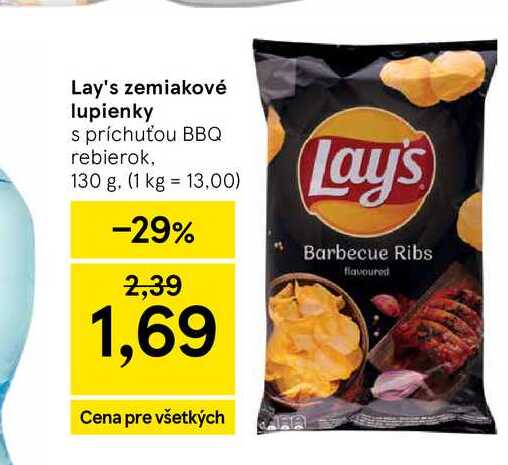 Lay's zemiakové lupienky s príchuťou BBQ rebierok, 130 g