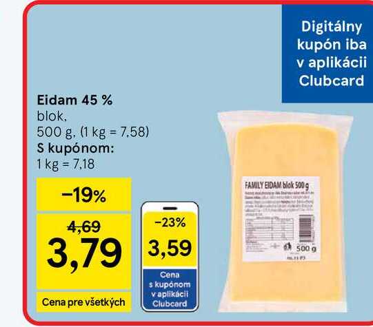 Eidam 45 % blok 500 g